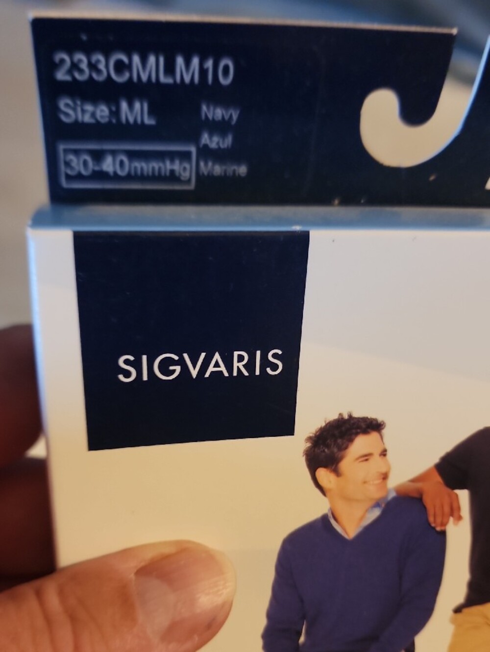 SIGVARIS Men’s Navy Graduated Compression Knee-High Socks - Picture 2 of 3
